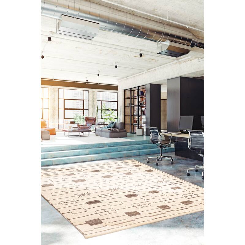 ECARPETGALLERY Hand-knotted Tangier Cream Wool Rug - 8'2 x 10'0