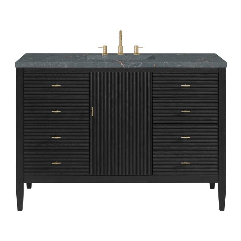 James Martin Vanities 485-V48-3PBL Myrrin 48" Single Basin Wood Vanity - Carbon Oak - Oak Finish