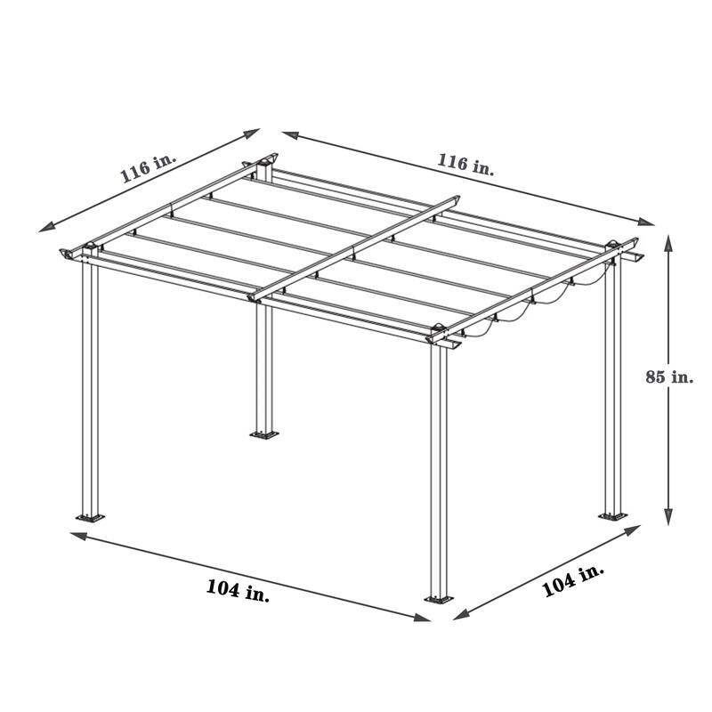 13' x10' Outdoor Steel Patio Pergola with Grey Shade Canopy