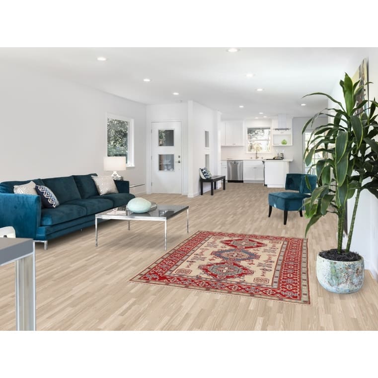 Kazak Area Rug Hand-Knotted Wool Carpet - 4'3" x 6'0"