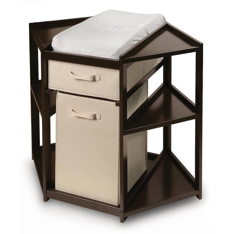 Diaper Corner Baby Changing Table with Hamper and Basket