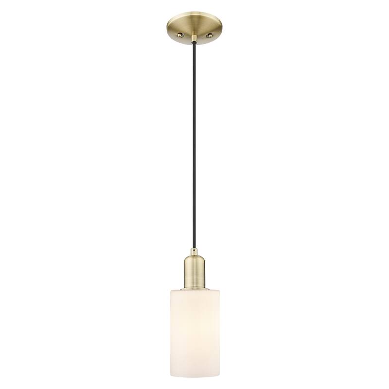Innovations Lighting Endless Possibilities Arcadia - Clymer - 1 Light 4" Cord Hung Mini Pendant - Antique Brass/Matte White