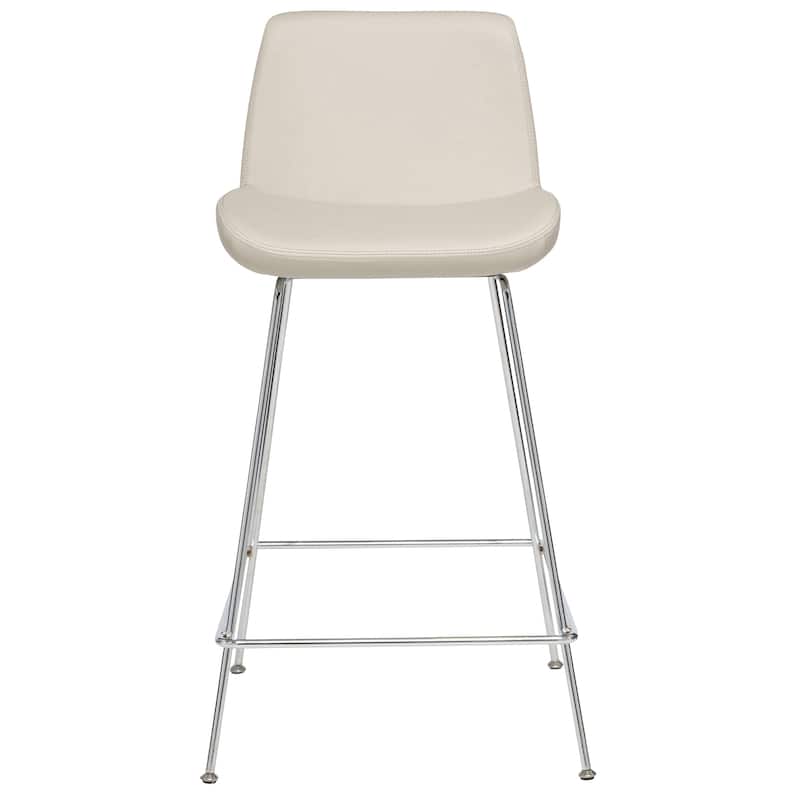 Capri Modern Leatherette Bar and Counter Stool - Bone with Chrome Base - Counter Height
