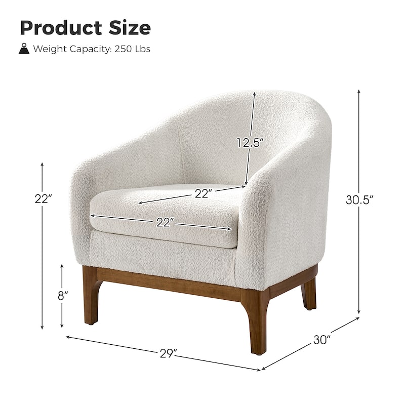 Joseph Modern Boucle Solid Wood Armchair Chair By HULALA HOME