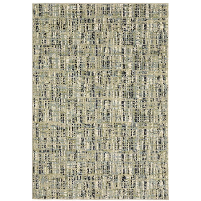 Style Haven Salinas Industrial Striped Green/ Blue Indoor Area Rug - 6' 7" x 9' 2" - Rectangle