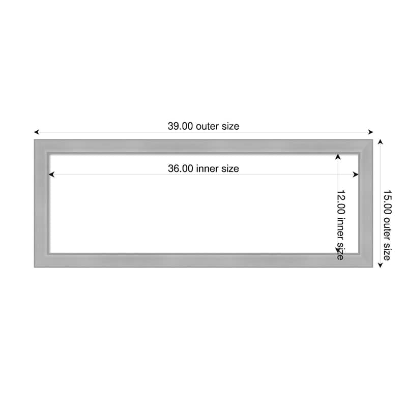Amanti Art Vista Brushed Nickel Narrow Framed Dry Erase Magnetic Board - 39 x 15 in