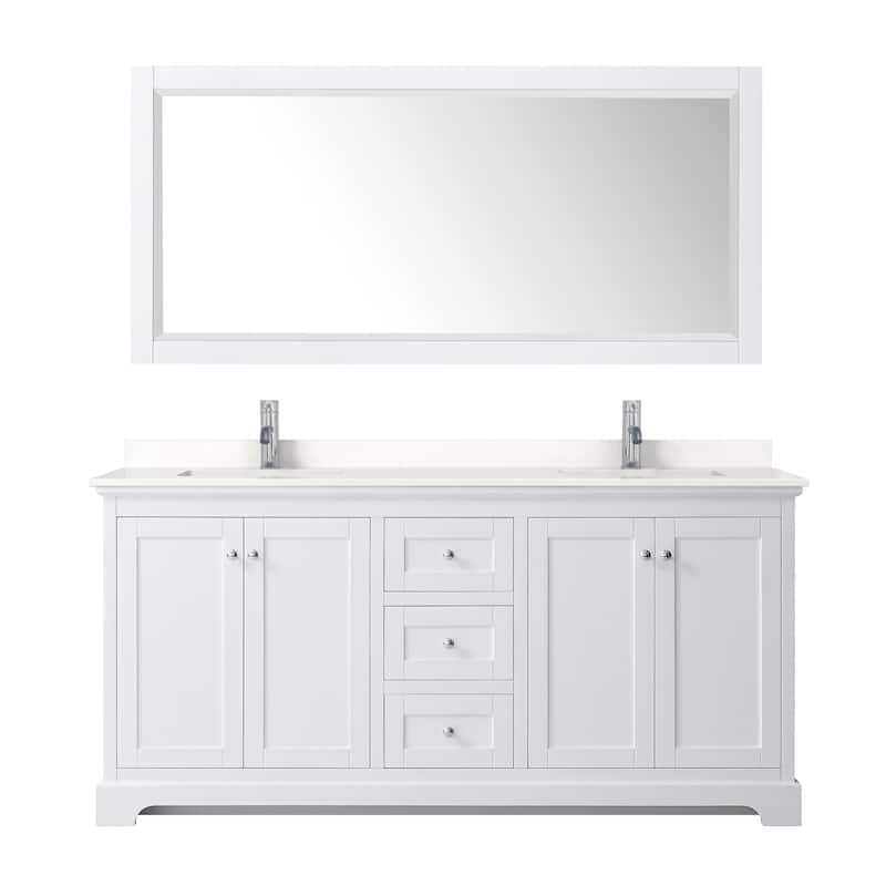 Avery 72-inch Double Vanity, Quartz Top, 70-inch Mirror
