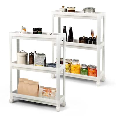 Gymax 2PCS 3 Tier Slim Storage Cart Detachable Kitchen Organizer
