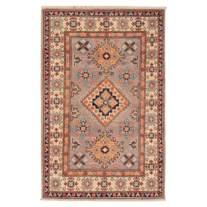 ECARPETGALLERY Hand-knotted Uzbek Ghazni Taupe Wool Rug - 2'7 x 4'1 - Taupe - 2'7 x 4'1