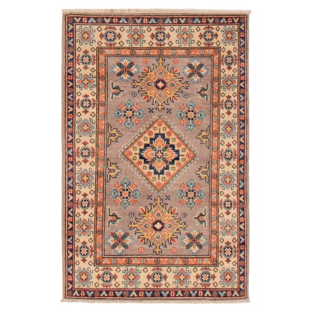 ECARPETGALLERY Hand-knotted Uzbek Ghazni Taupe Wool Rug - 2'7 x 4'1