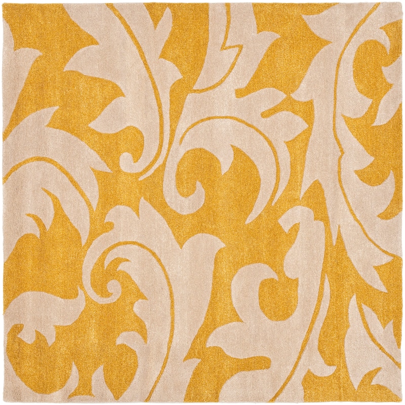 SAFAVIEH Handmade Soho Lyndsay N.Z. Wool Rug - 6' Square - Gold/Ivory