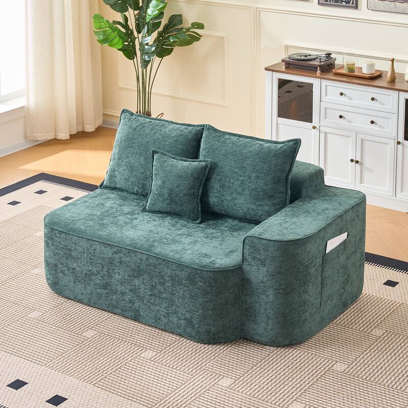 L Shaped Modular Sectional Sofa with Chaise Lounge, Chenille Upholstered Cloud Couch, Full Compressed Corner 4 Seat Sofa