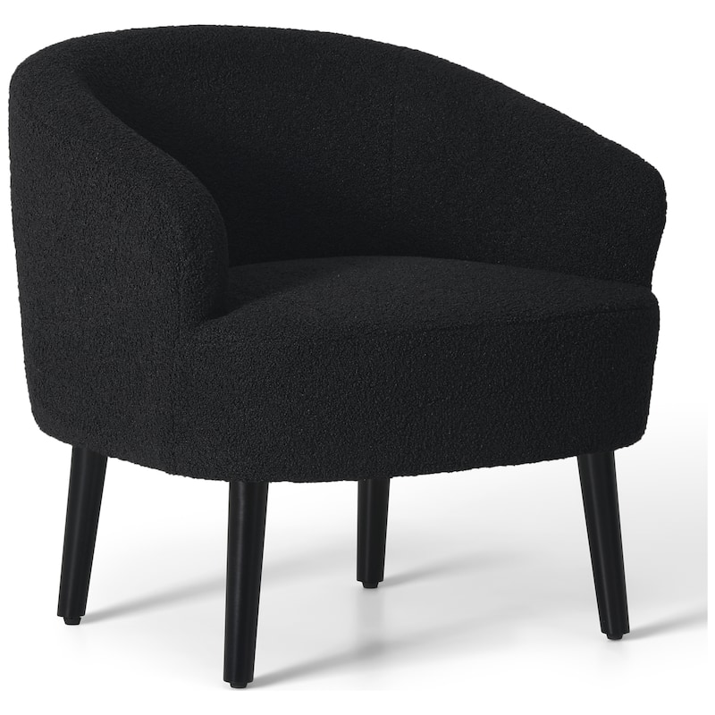 Bayville Sherpa Polyester Upholstered Barrel Chair - Faux Shearling