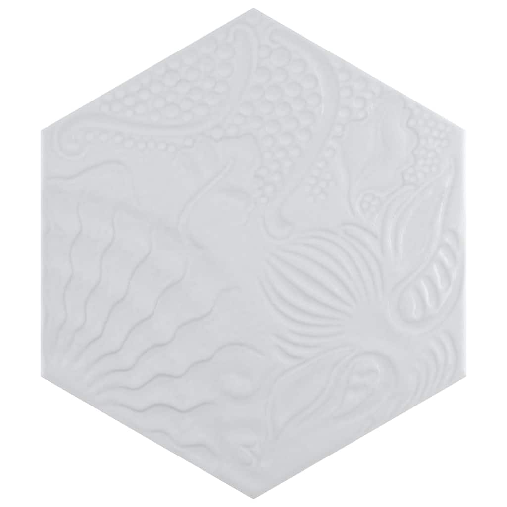 Merola Tile Gaudi Lux Hex White 8-5/8" x 9-7/8" Porcelain Floor and Wall Tile