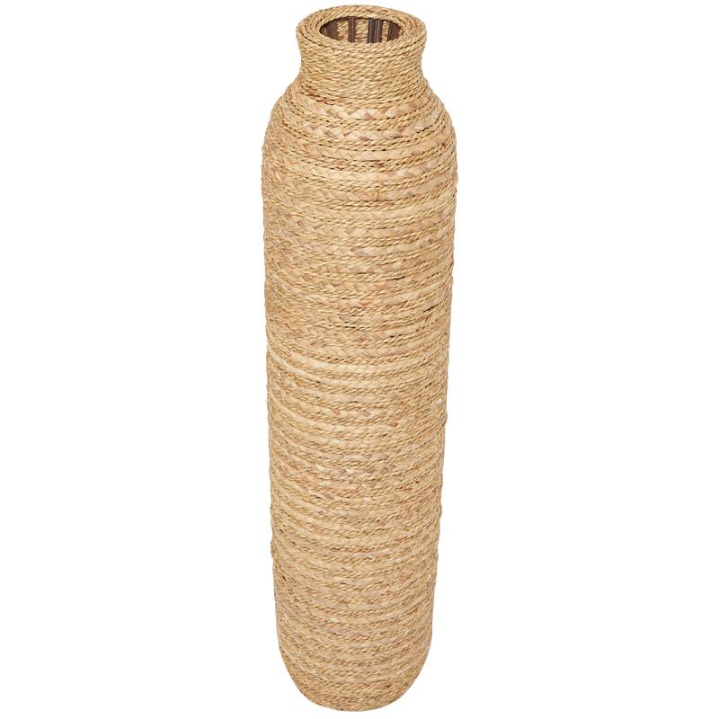 Brown Seagrass Handmade Slim Woven Tall Floor Decorative Vase - 9"W, 40"H
