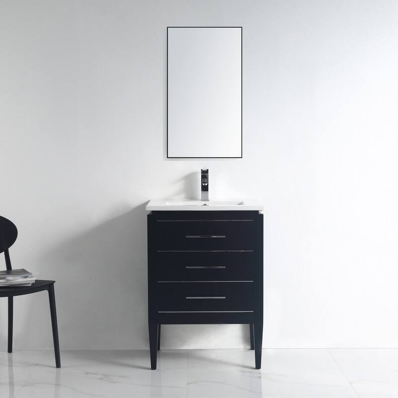 Ayer 24" Single Bathroom Vanity Set - 18D x 24W x 34H - Black - Chrome Trim