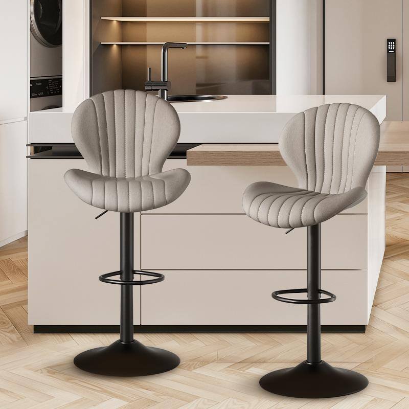 Bar Stools Set of 2 Modern Swivel Bar Chairs, Barstools Counter Height with High Backrest, Easy 3-5 Minute Assembly - Gray