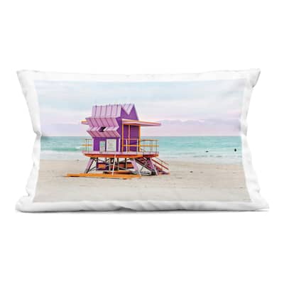 Stupell Purple Lifeguard Building Decorative Printed Throw Pillow Design by Seven Trees Design