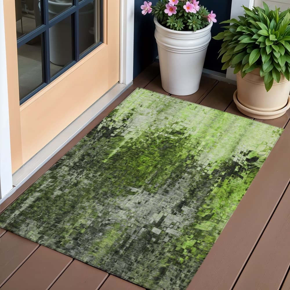 HomeRoots Abstract Transitional Rectangle Outdoor Rug