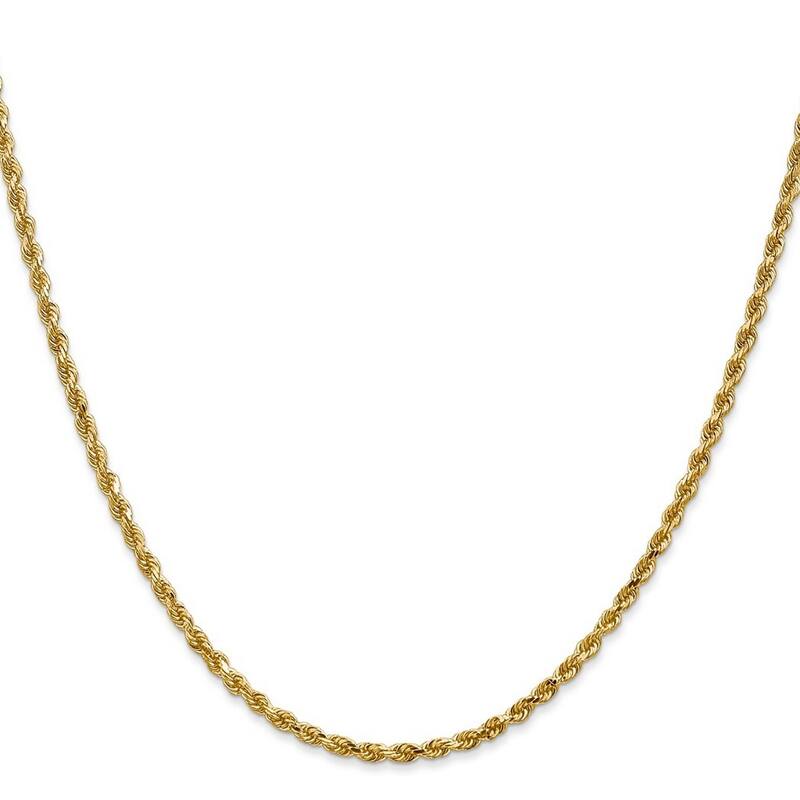 Curata 14k Yellow Gold Lobster Claw Closure Valu plus 2.50mm Sparkle Cut Chain Bracelet