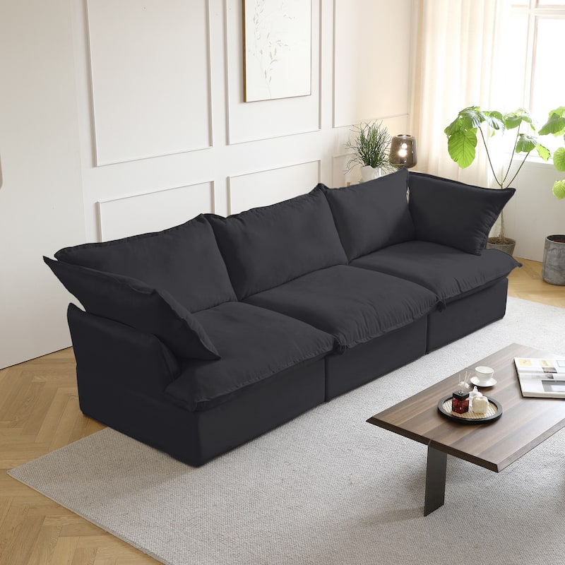 Modern Modular Sectional Sofa for Living Room 3 Seat, Comfy Convertible Sectional Sofas Couches - Black