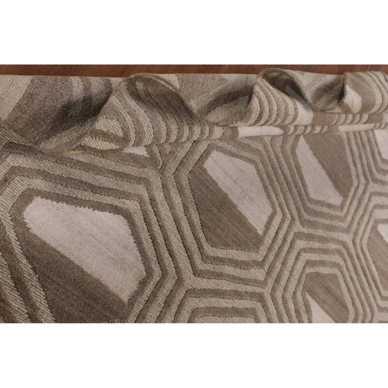 Modern Oriental Area Rug Hand-Knotted Wool Carpet - 9'2" x 11'8"