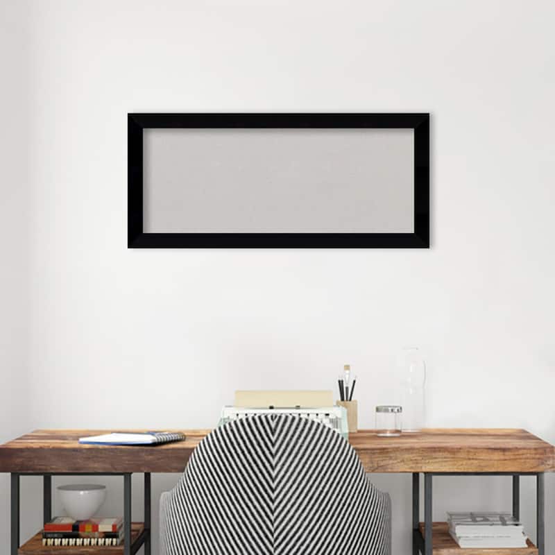 Black Museum Wood Framed Grey Corkboard Bulletin Board