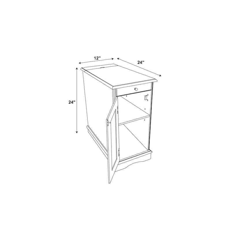 Rectangular Accent Table with USB and Storage Compartment - 24" - Hazelnut Brown