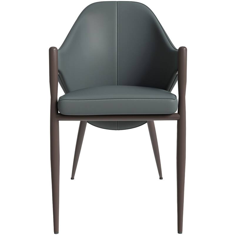 Upholstered Leather Dining Chair with Iron Legs Accent Armchair Set of 4