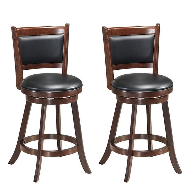 Shop Set Of 2 24 Swivel Counter Upholstered Seat Wooden Dining Chairs 24 Espresso On Sale Overstock 28423083