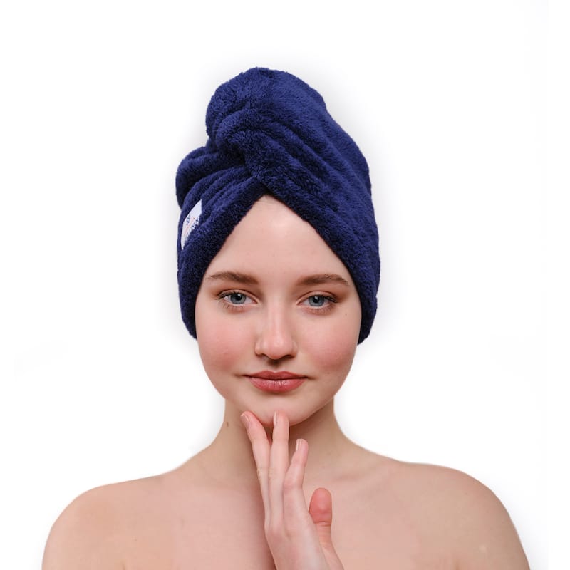 American Soft Linen Hair Drying Towel, Towel Cap with Button