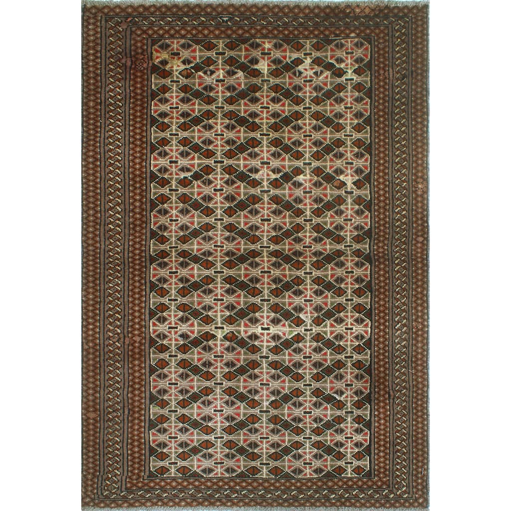 Noori Rug Vintage Distressed Wade Brown/Red Rug - 3'1" x 4'6"