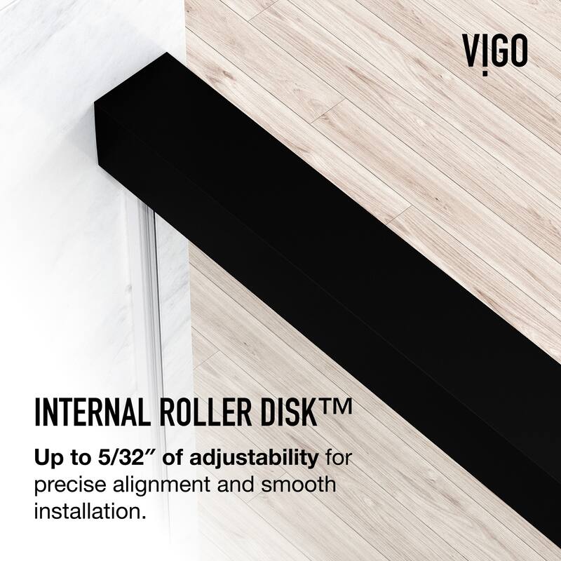 VIGO Satro E-Class 52 to 60 in. W x 74 in. H Semi-Frameless Double-Sliding Shower Door with Clear Tempered Glass