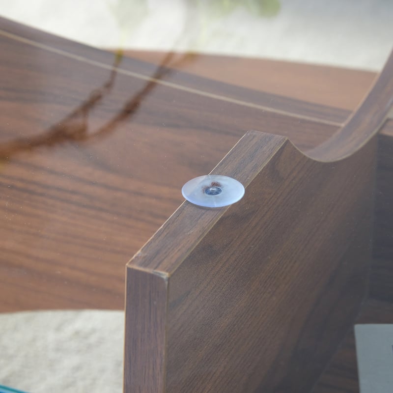GDFStudio Elowen Tempered Glass Coffee Table with Wood Legs and Multi-Functional Design