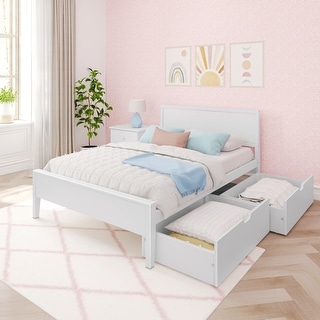 Max and Lily Full-Size Bed with Panel Headboard and Storage Drawers