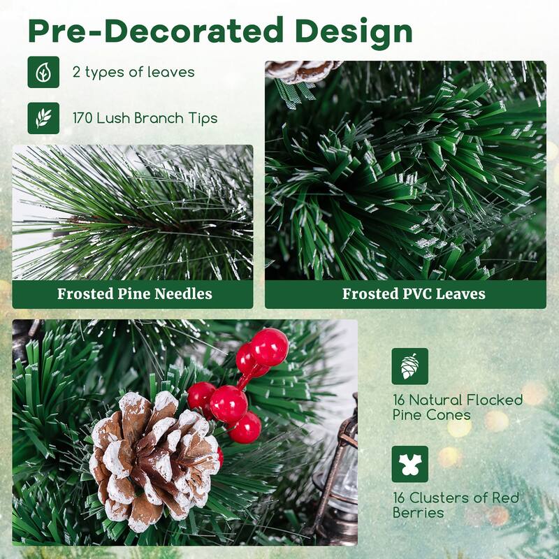 Gymax 5/6/7 FT Christmas Tree Artificial Xmas Tree w/ 8 Lighting Modes - See Details