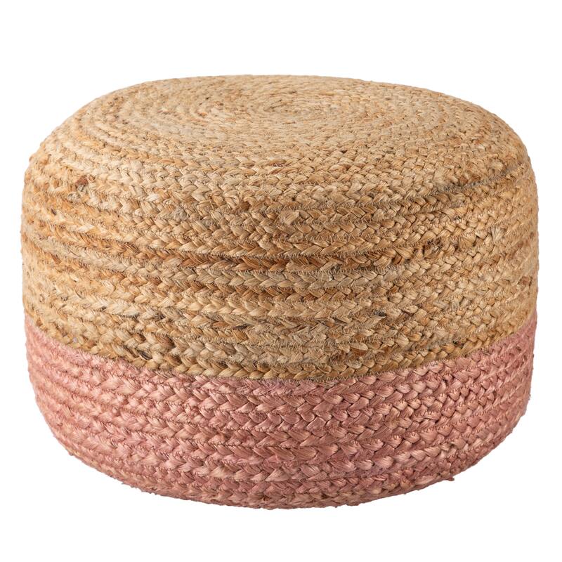 Sangam Cylinder Pouf - Light Pink/Beige