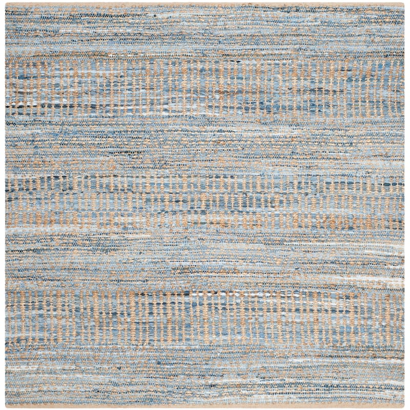 SAFAVIEH Handmade Cape Cod Coastal Jute Rug - 5' Square - Natural/Blue - Square