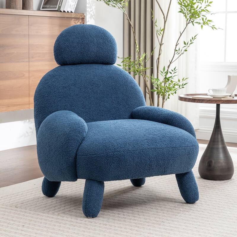 SEYNAR Modern Faux Sherpa Upolstered High Back Armless Accent Chair