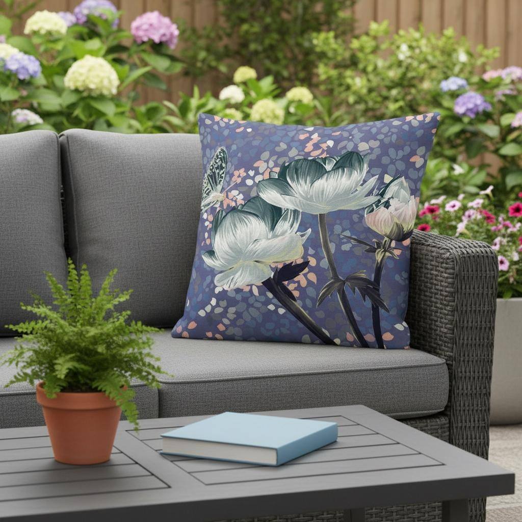 HomeRoots Set of Two 16" X 16" Green and Pink Butterfly Blown Seam Floral Indoor Outdoor Throw Pillow - 16.00' X '16.00' X '5.00