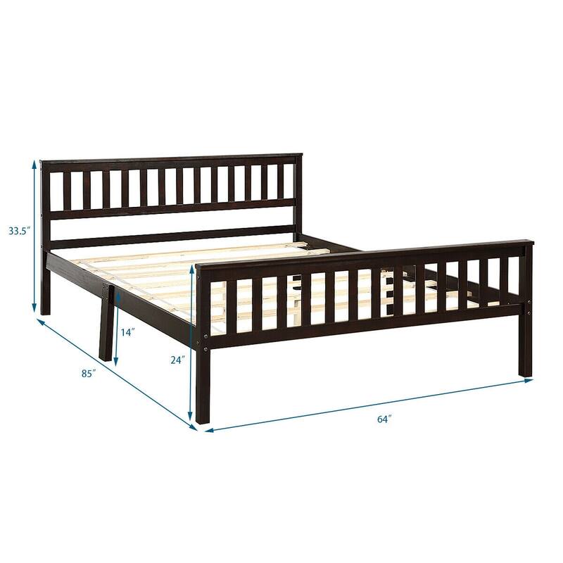 Gymax Wood Bed Frame Wood Slats Support Platform W/ Headboard - See Details
