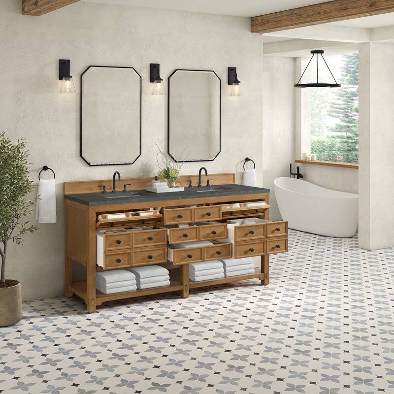 Malibu 72" Double Vanity Cabinet, Amber Birch