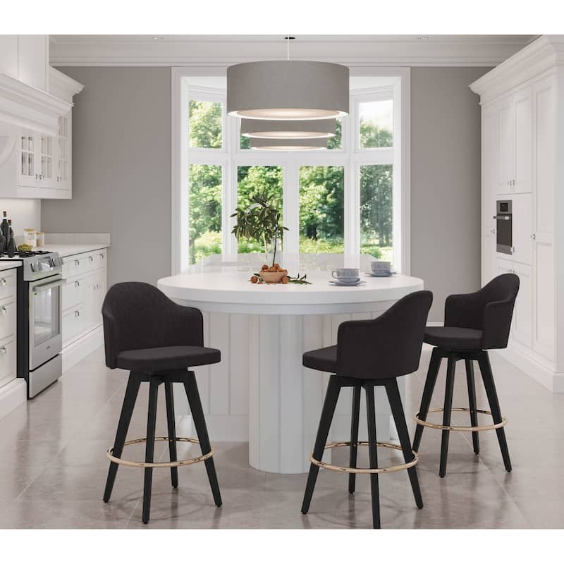 Carson Carrington Valsatra 26" Upholstered Counter Stool with Black Wood Base (Set of 2)