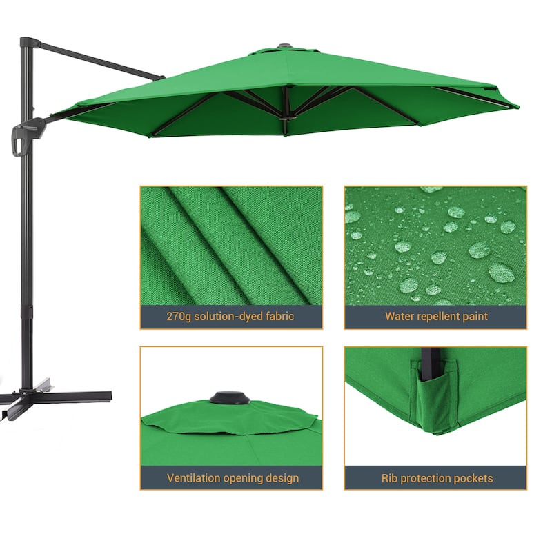 LIVOOSUN 11Ft Cantilever Patio Umbrella,Offset Hanging Umbrella