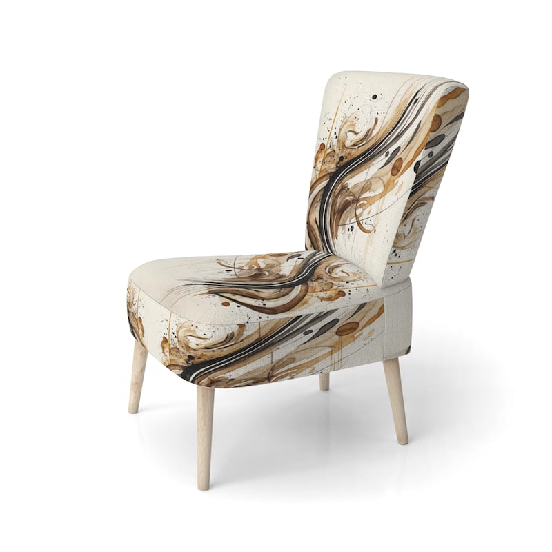 Designart "Brown And Black Movement I" Upholstered Modern & Contemporary Accent Chair and Modern & Contemporary Arm Chair