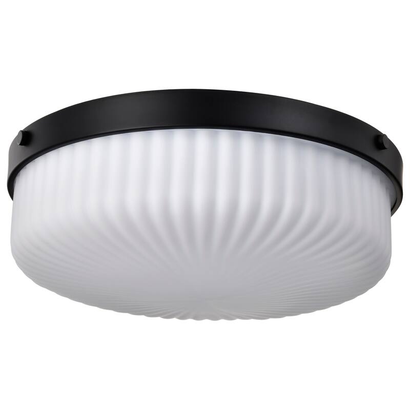 Solara Flush Mount Matte Black Finish Frosted Ribbed Glass - Matte Black