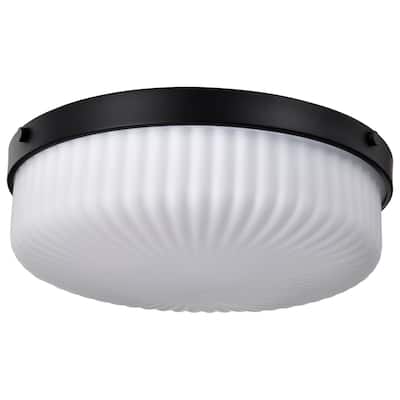 Solara Flush Mount Matte Black Finish Frosted Ribbed Glass - Matte Black
