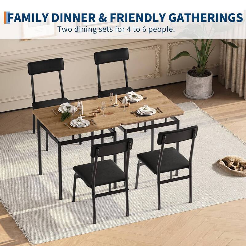 3 Piece Dining Table Set with 2 PU Upholstered Chair for Dining Room, Apartment, Studio
