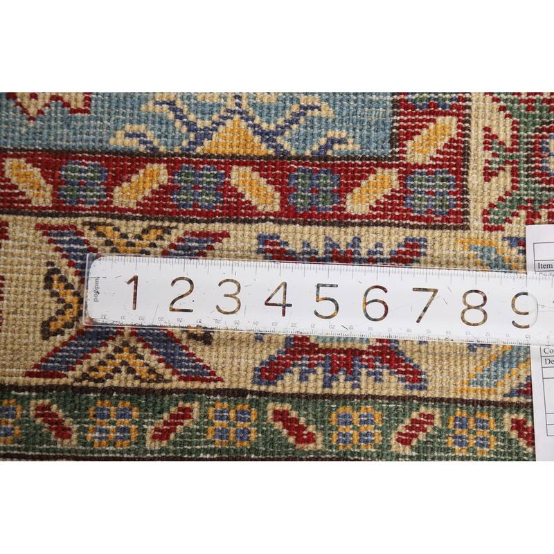 Blue Kazak Foyer Rug Handmade Geometric Accent Wool Carpet - 2'9"x 4'3"