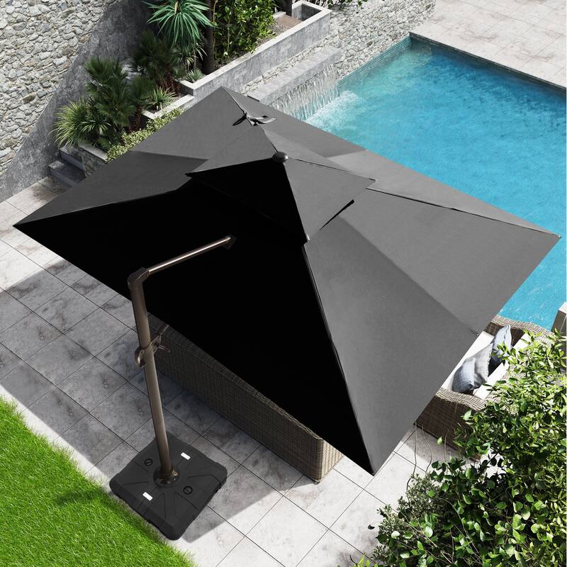Crestlive Outdoor 13 x 10ft 360-degree Rotation Patio Cantilever Umbrella with Base